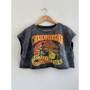 California Distressed Motorcycle Crop Top Large Grunge Unbranded